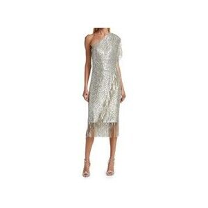 Badgley Mischka | Dresses | Fringed Sequin Oneshoulder Dress | Poshmark